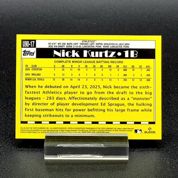 Three 2025 Nick Kurtz RC Topps 35th, Archives, Bowman Chrome Athletics - Picture 7 of 7